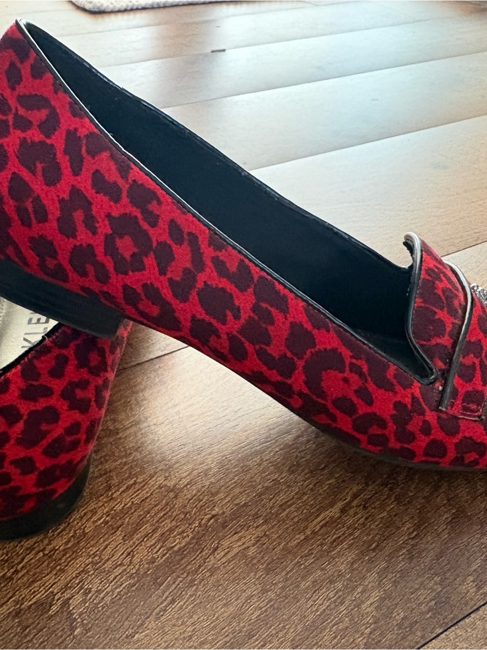 Anne Klein Red Leopard Print Slip-On Loafers